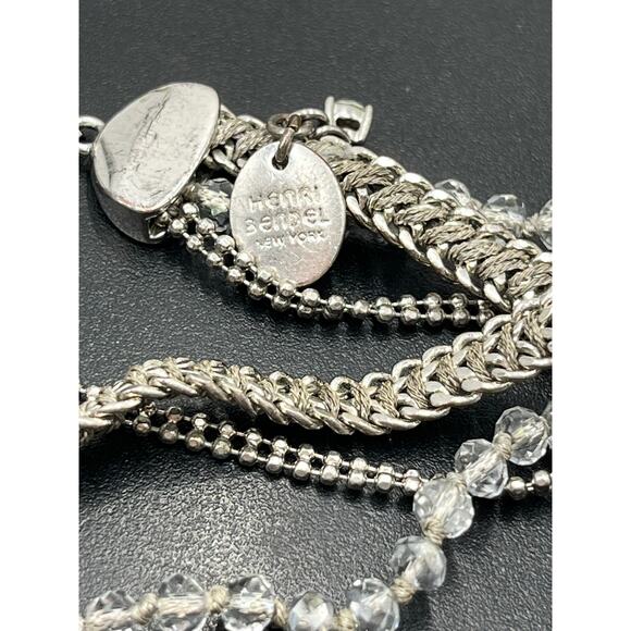Henri Bendel Vintage Multistrand Silver-tone Clear Crystal Chain Toggle Bracelet - Picture 8 of 10